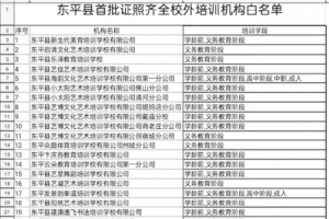 東平縣2023年首批校外培訓(xùn)機(jī)構(gòu)“黑白”名單公布