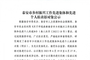 東平這些人上榜！泰安市鄉(xiāng)村振興工作先進集體和先進個人擬表彰對象公示