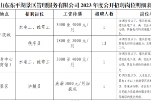 山東東平湖景區(qū)管理服務(wù)有限公司2023年度公開(kāi)招聘崗位明細(xì)表