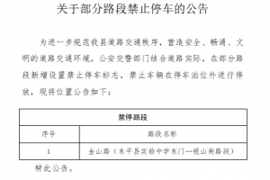 注意！東平這個路段禁止停車
